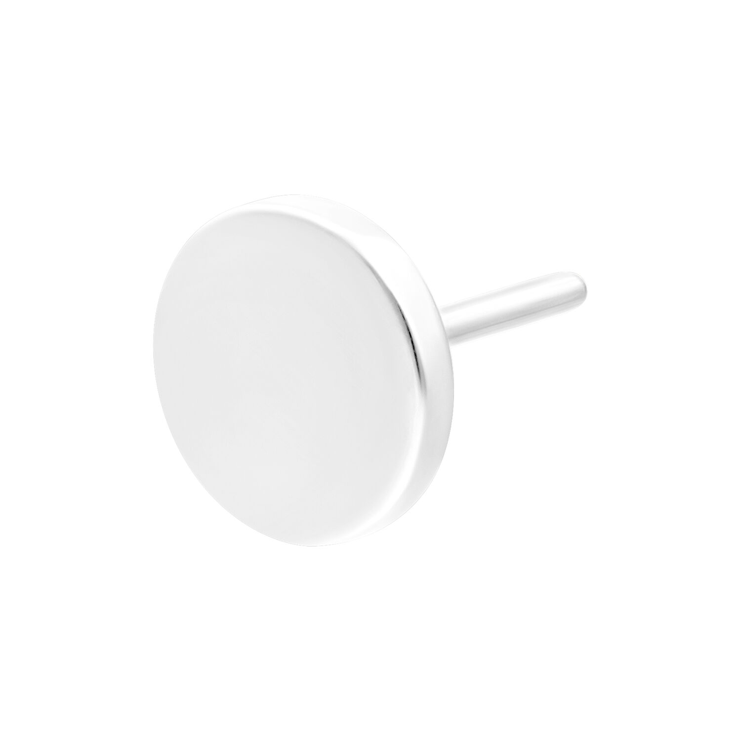 Disco de Empuje de Oro Blanco 4mm Accesorio redondo de oro blanco con superficie lisa y pasador Push Fit