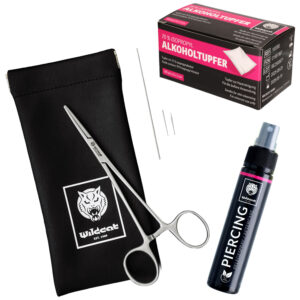 Kit de Cambio de Piercing con tijeras, almohadillas de alcohol, spray y bolsa