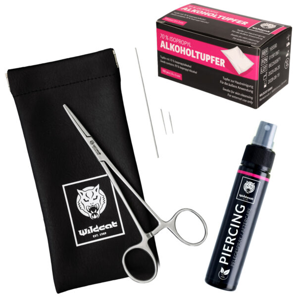 Kit de Cambio de Piercing con tijeras, almohadillas de alcohol, spray y bolsa