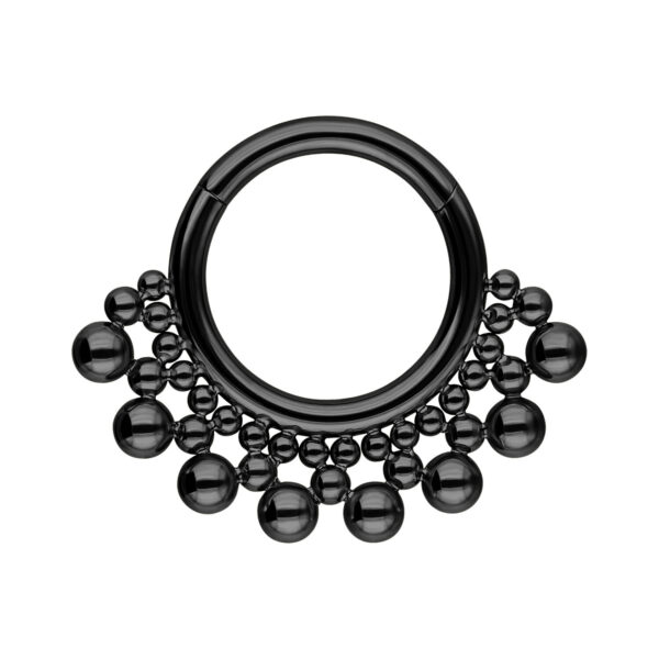 Aro Clicker negro para septum con bolas, dispuestas en círculo