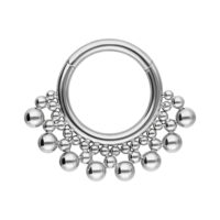Clicker de Septum Bubble Plateado 1,2 mm Clicker de septum plateado con detalles de bolas sobre fondo blanco