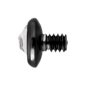 Accesorio metálico negro con cristal claro sobre fondo blanco