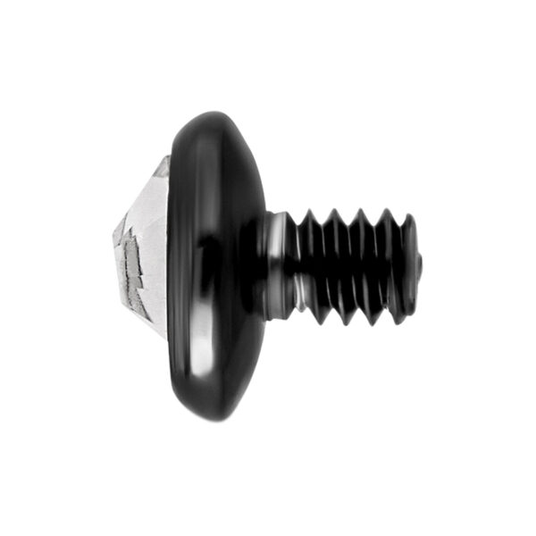 Accesorio metálico negro con cristal claro sobre fondo blanco