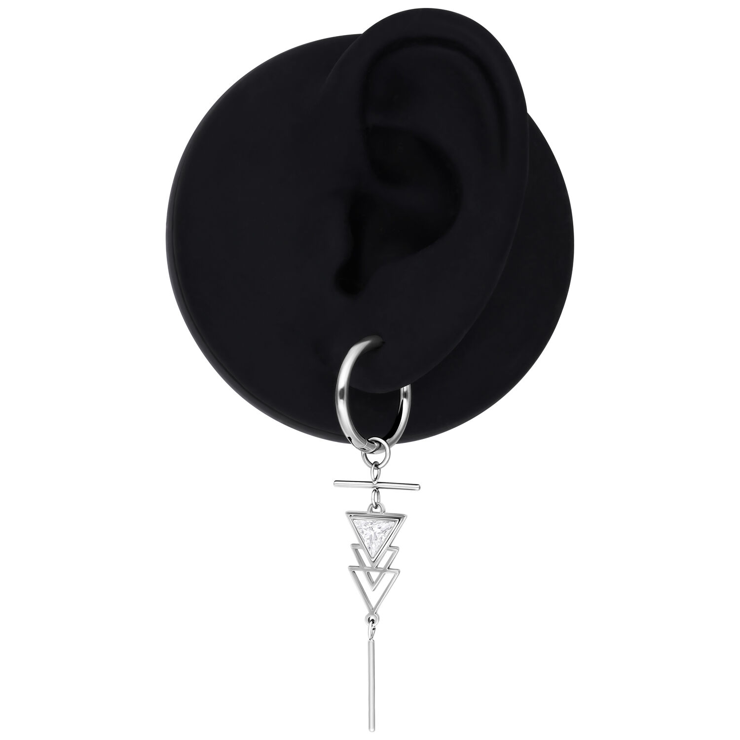 Pendientes de plata Little Atdeco con colgante Pendiente de plata con colgante geométrico en un modelo de oreja negra