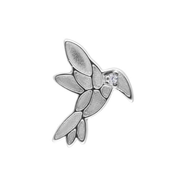 Aplique para piercing en forma de colibrí de oro blanco con circonita