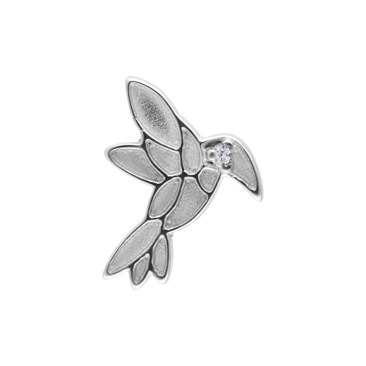Aplique de colibrí de oro blanco para piercing Aplique para piercing en forma de colibrí de oro blanco con circonita