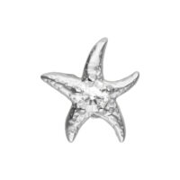 Accesorio de Piercing Estrella de Mar Plateada Accesorio de estrella de mar plateada con piedra brillante en el centro, sobre fondo blanco