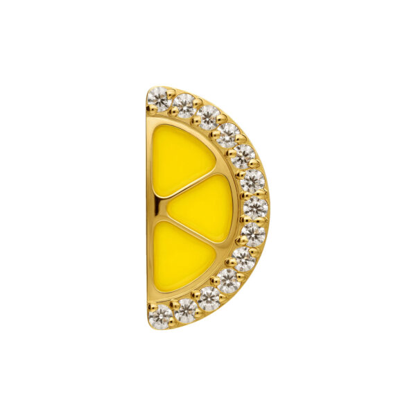Ajuste de limón semicircular en oro con esmalte amarillo y piedras de circonita