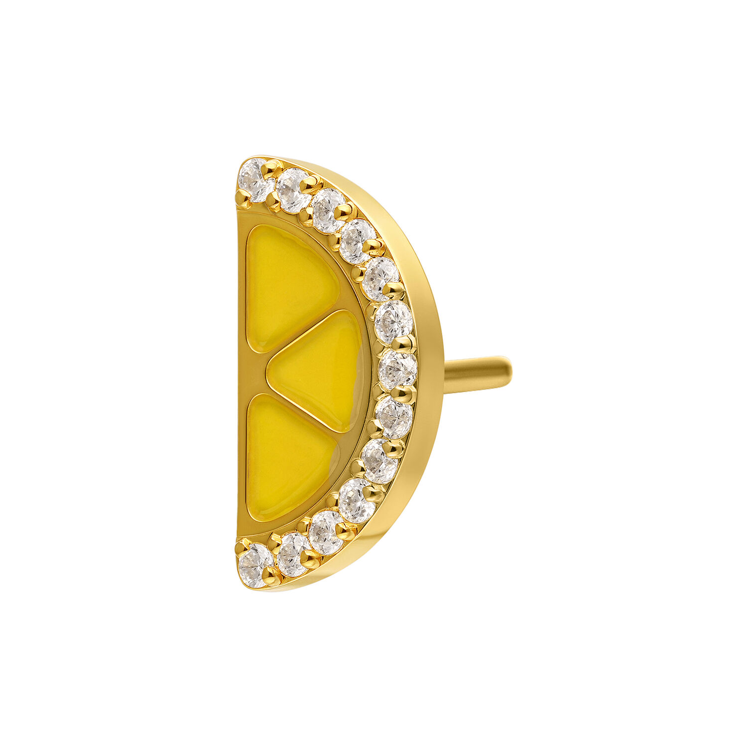 Ajuste de Piercing de Limón Dorado Ajuste de limón dorado semicircular con esmalte amarillo y circonitas