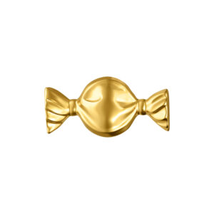 Aro de piercing en forma de caramelo dorado de titanio sobre fondo blanco
