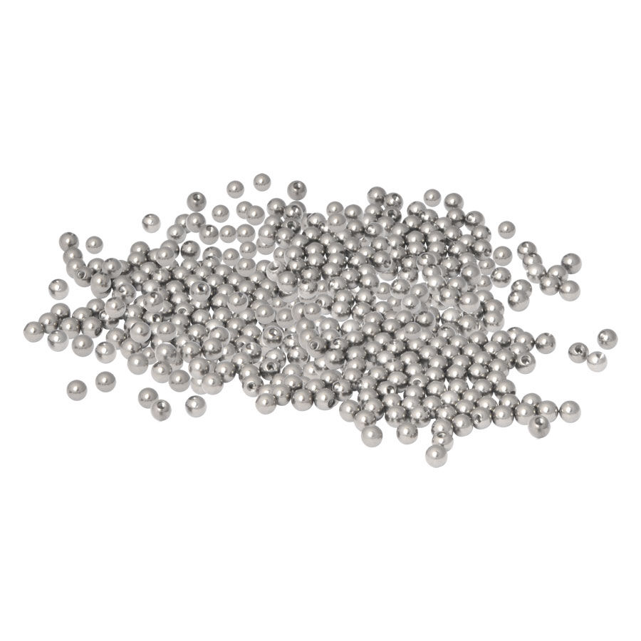 Juego estándar de bolas roscadas de titanio Juego de 1000 bolas roscadas de titanio plateadas sobre fondo blanco