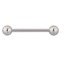 Barra de Titanio Plateada 18 mm, Bola de 5 mm Barra de titanio plateada de 18 mm de largo con bolas de 5 mm sobre fondo blanco