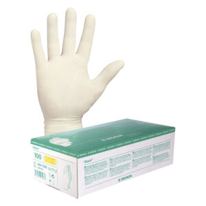 Guantes blancos sin polvo Vasco Sensitive en el empaque