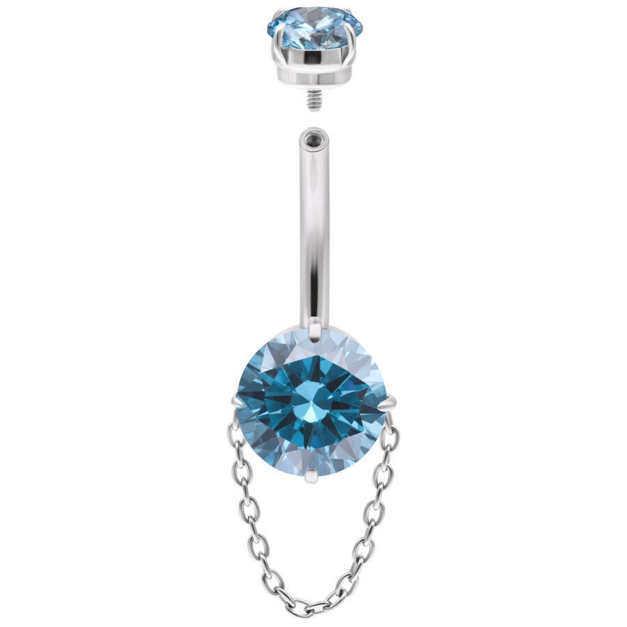 Bananabell de ombligo con cristal turquesa y cadena