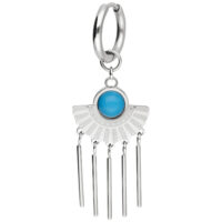 Pendientes de plata con turquesa y colgantes Pendiente de plata con piedra turquesa azul y cinco barras colgantes