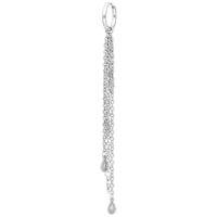 Pendientes de plata con colgante de cristal Pendiente de plata con cadenas largas y gotas de cristal sobre fondo blanco
