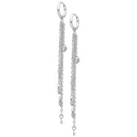 Pendientes colgantes de acero inoxidable plateado Pendientes largos de acero inoxidable plateado con cadenas y colgantes, cierre de clip