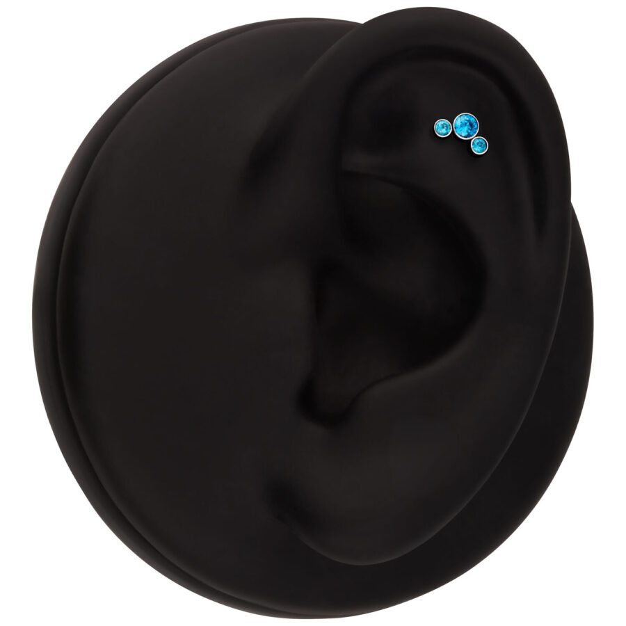 Modelo de oreja negra con tres accesorios de cristal turquesa