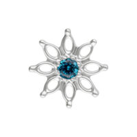 Aqua Bloom con Cristal Turquesa Aqua Bloom con cristal turquesa en forma de flor, titanio