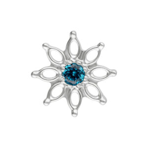 Aqua Bloom con cristal turquesa en forma de flor, titanio