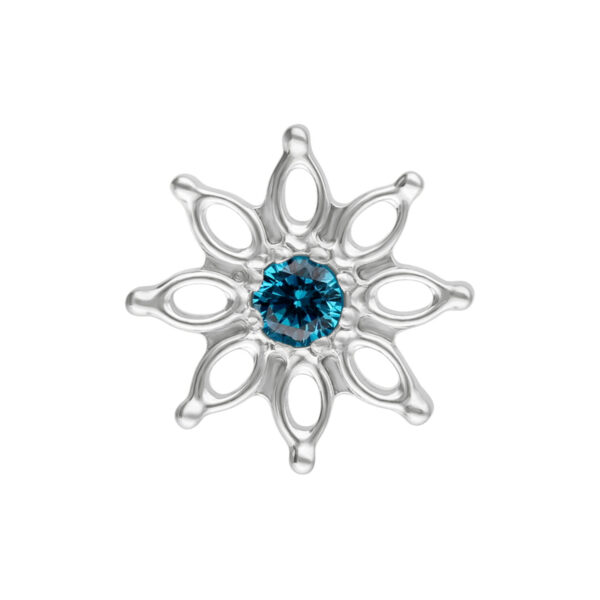 Aqua Bloom con cristal turquesa en forma de flor, titanio