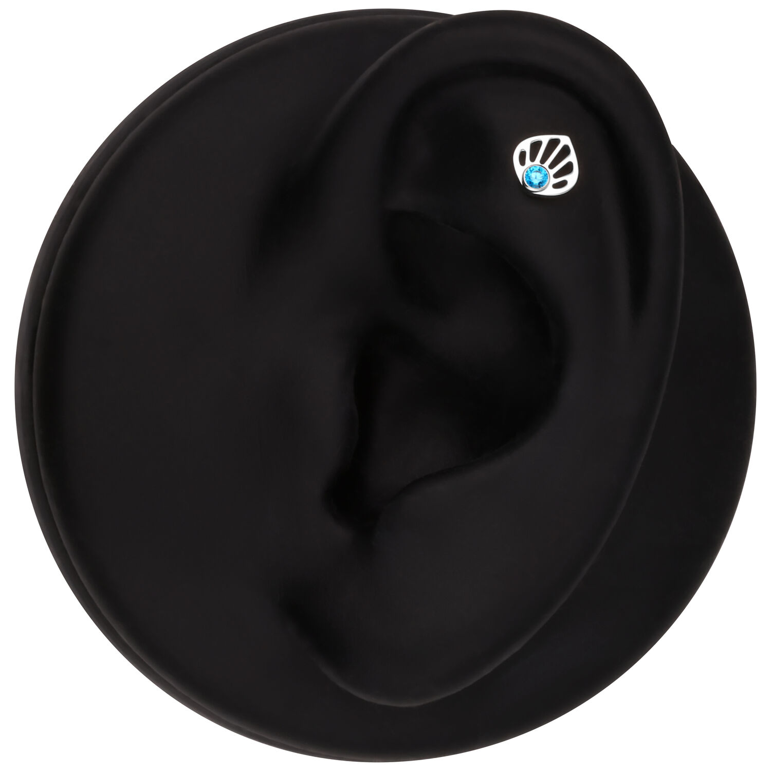 Pendientes de oro blanco con cristal turquesa Modelo de oreja en oro blanco con cristal turquesa sobre fondo negro