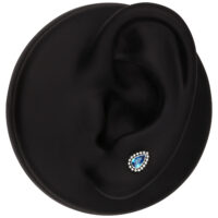 Cristal Turquesa para Push Fit Exhibidor negro de oreja con un cristal turquesa en forma de gota