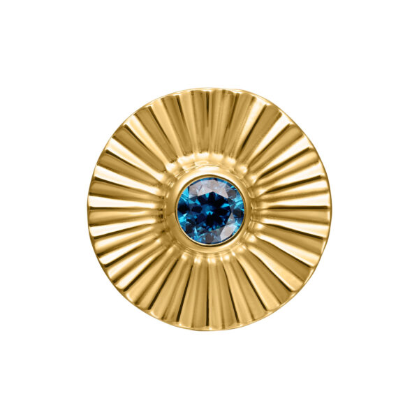 Aplique dorado circular con un cristal turquesa central