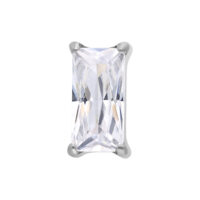 Baguette Cristal en Titanio Cristal rectangular claro en montura de titanio plateado sobre fondo blanco