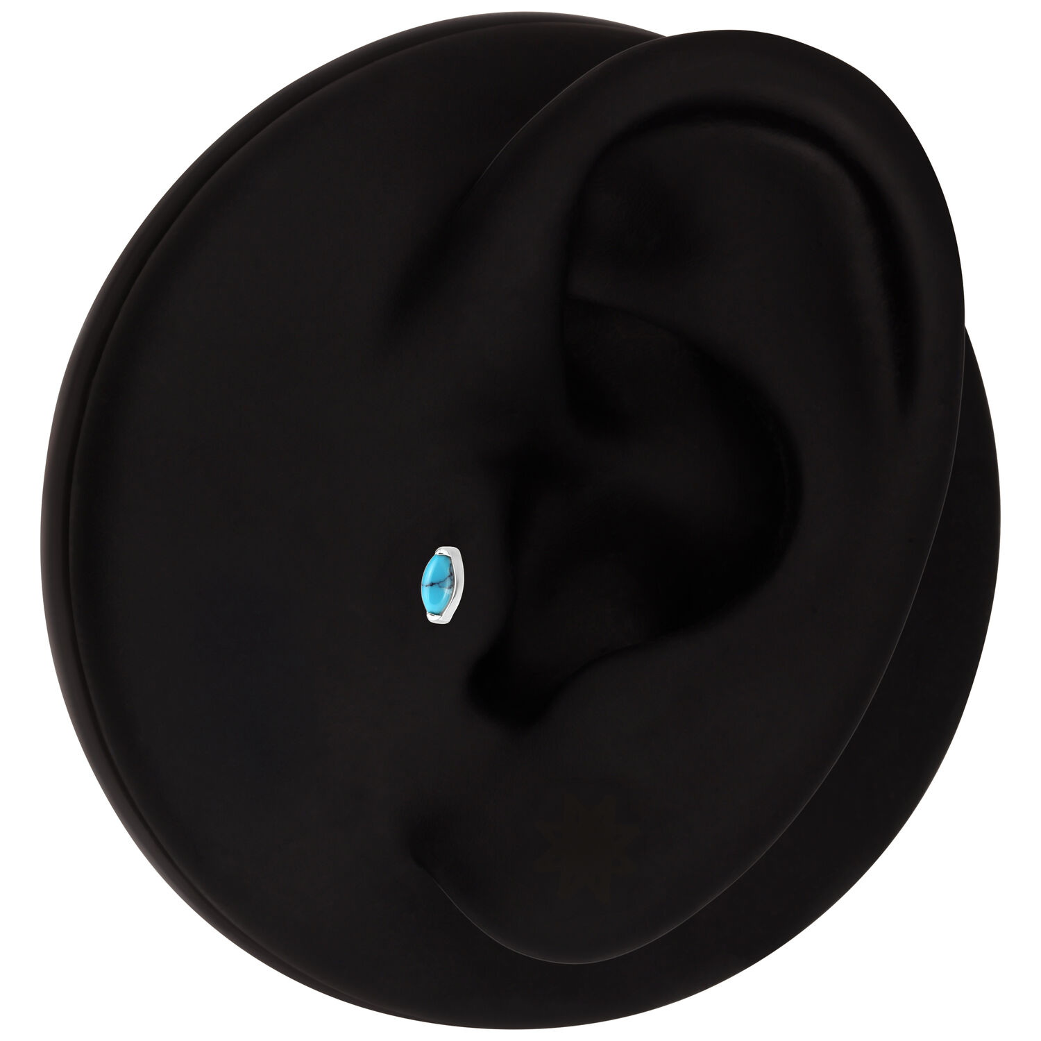 Accesorio Ovalado Turquesa Push Fit Modelo de oreja negra con accesorio ovalado turquesa