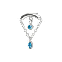 Accesorio de hélice turquesa con colgante de cadena Accesorio de hélice plateado con dos cristales turquesa y colgante de cadena