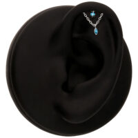 Turquesa Helix Adorno con Cadena Modelo de oreja negra con doble joya turquesa y cadena