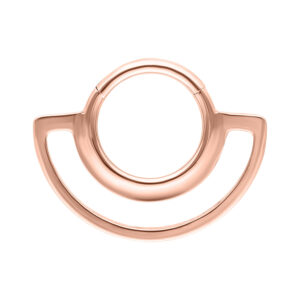 Dual Ring Clicker en oro rosa sobre fondo blanco