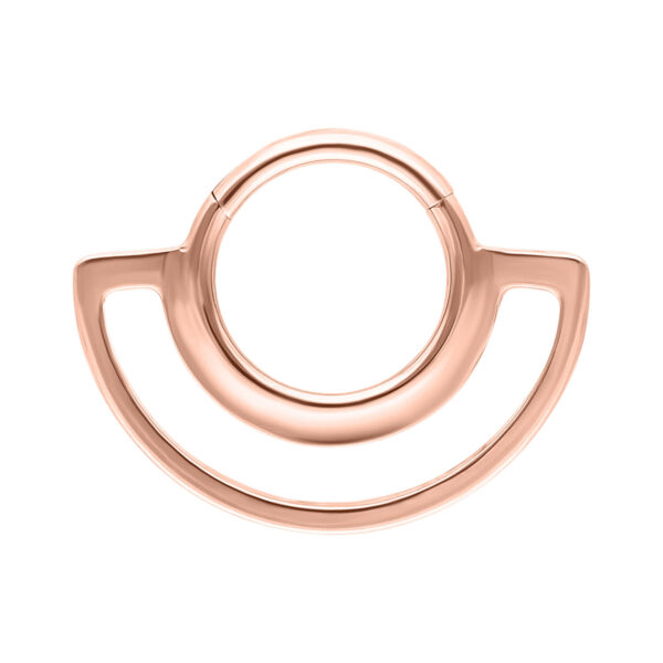 Dual Ring Clicker en oro rosa sobre fondo blanco