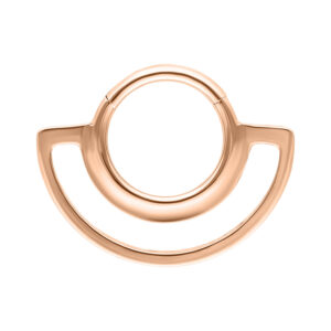 Clicker de anillo rosado con estructura de doble anillo sobre fondo blanco