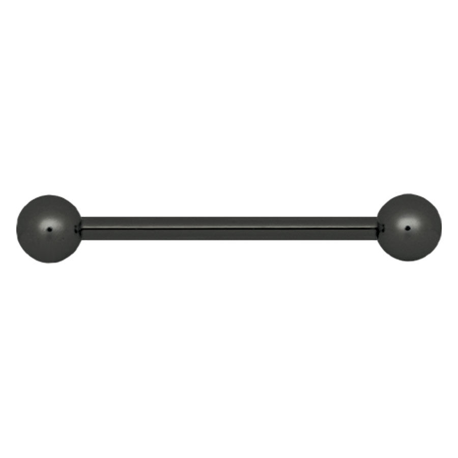 Barra de acero negro 18 mm Barra negra con dos extremos redondos sobre fondo blanco