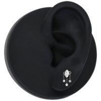 Titanio accesorio con cristales para Push Fit Accesorio Push Fit plateado con cristales colgantes en modelo de oreja negra