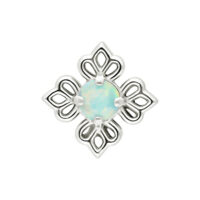 Adorno floral con ópalo sintético Adorno en forma de flor de oro blanco con ópalo sintético, diseño delicado