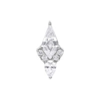 Accesorio de Piercing de Cristal Plateado Accesorio push-fit plateado con cristales claros sobre fondo blanco