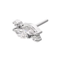 Accesorio de Piercing de Cristal Ovalado Plateado Accesorio de piercing plateado con cristal ovalado y claro sobre fondo blanco