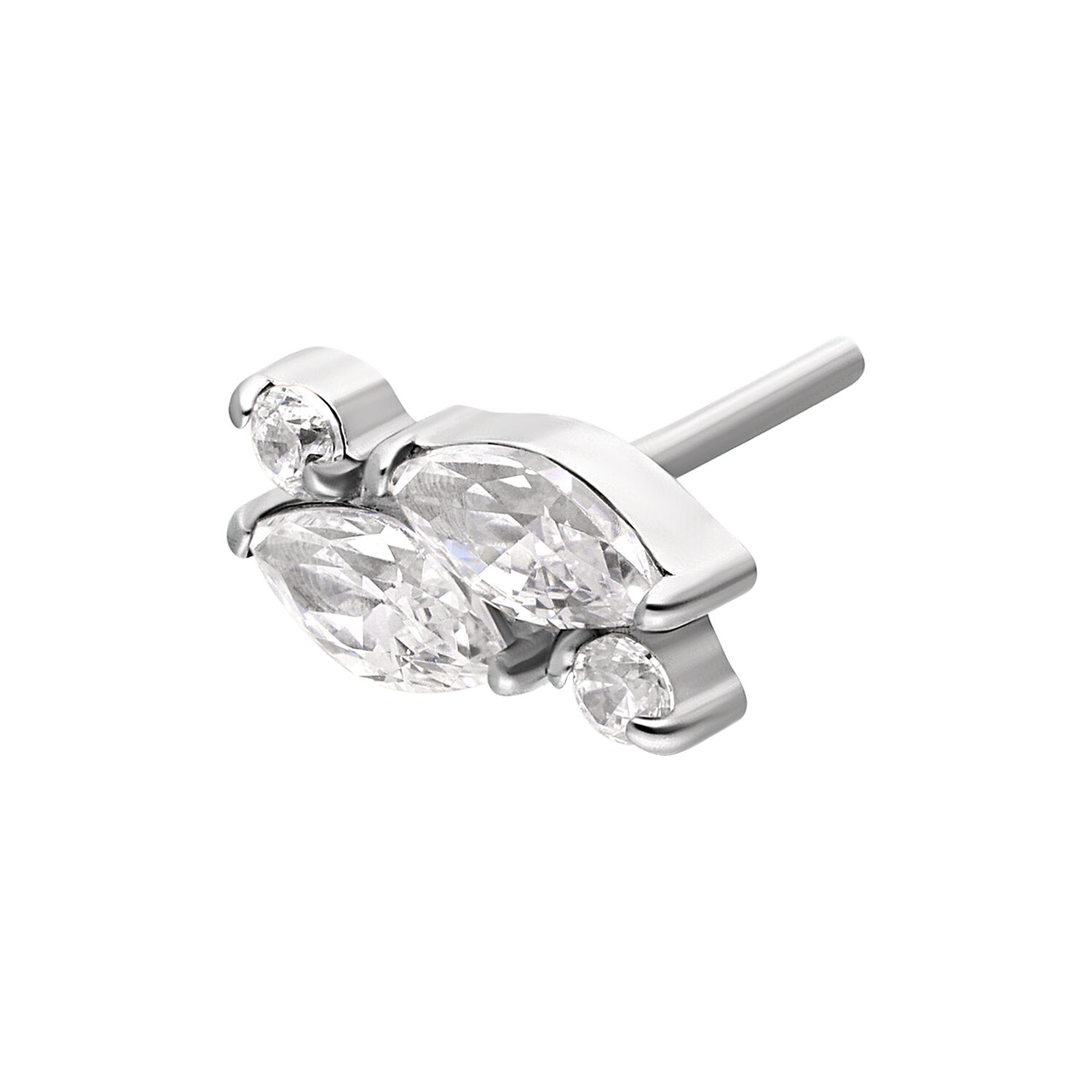 Accesorio de Piercing de Cristal Ovalado Plateado Accesorio de piercing plateado con cristal ovalado y claro sobre fondo blanco