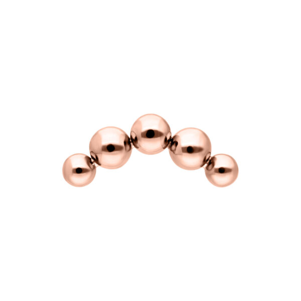 Adorno Bubble curvado en rosado dorado de titanio sobre fondo blanco