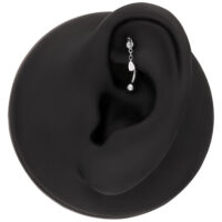 Accesorio Rook de Cristal Ovalado Plateado Accesorio Rook plateado con cristal ovalado en un modelo de oreja negra