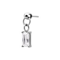 Ajuste de Piercing Rook Plateado con Cristal Ajuste de piercing plateado con cristal claro rectangular sobre fondo blanco