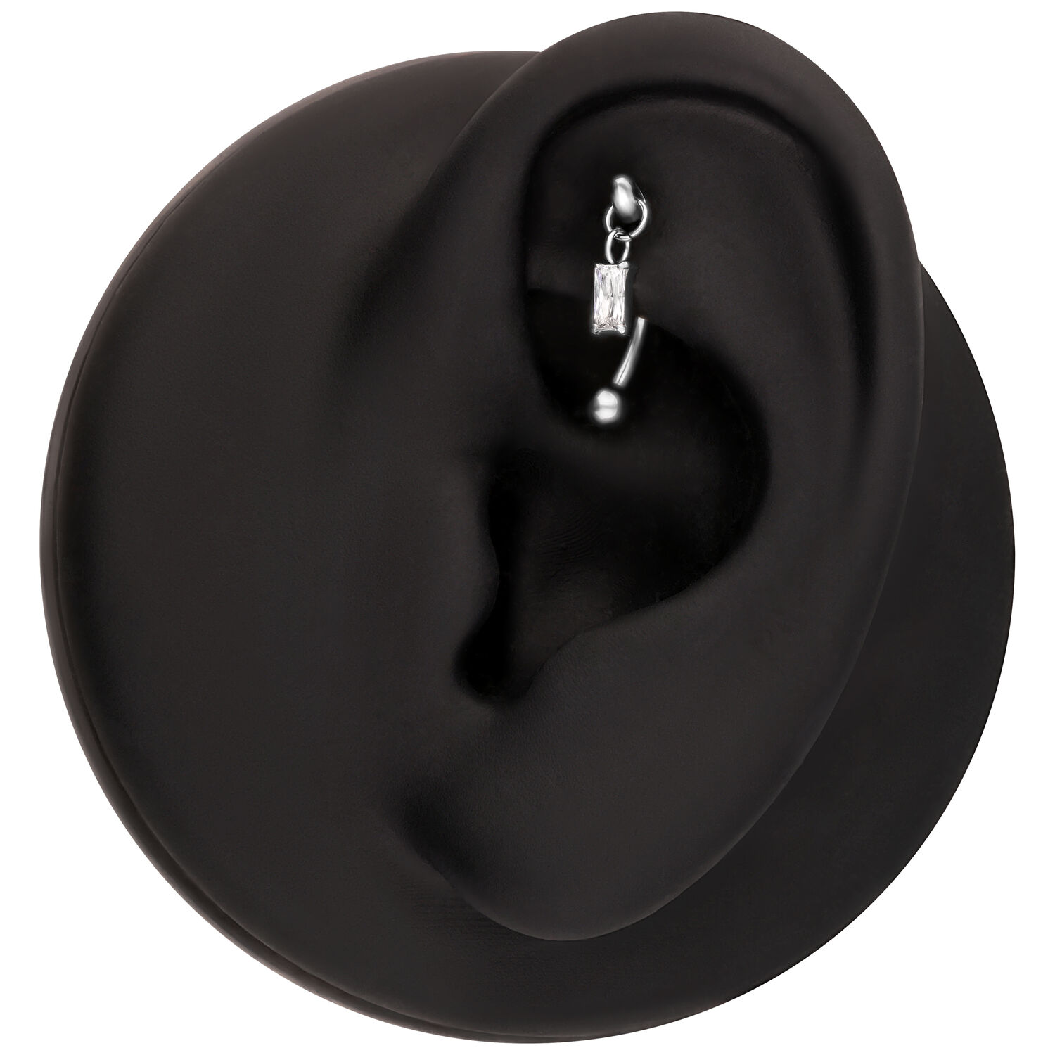 Top de cristal baguette plateado para Rook Modelo de oreja negra con tope de piercing de cristal baguette plateado