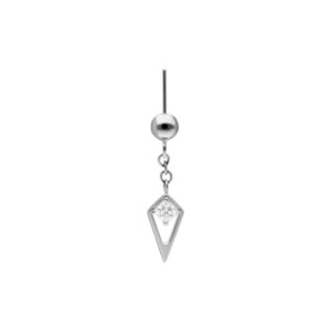 Accesorio Rook plateado con baguette cristalino, flotando sobre fondo blanco