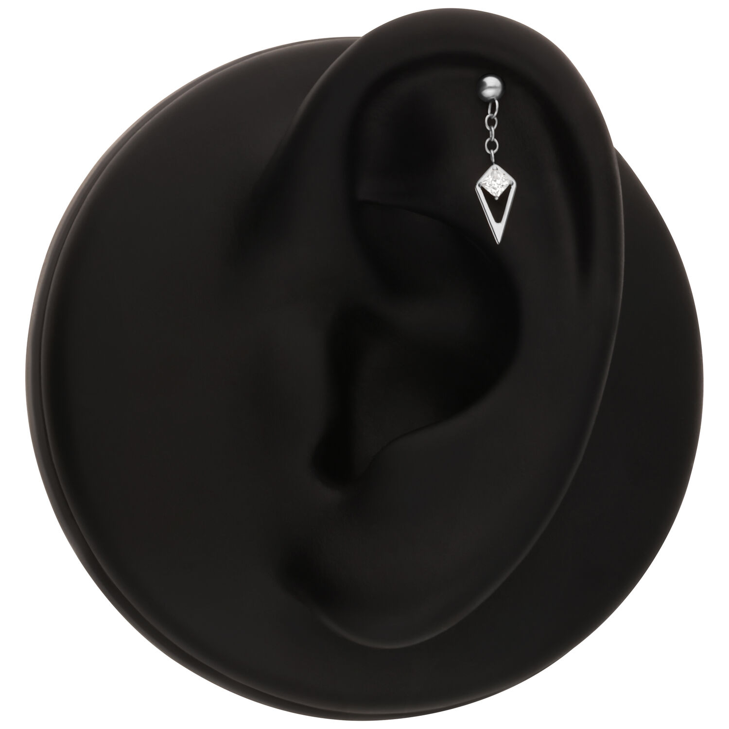 Ajuste de Piercing de Oreja Plateado con Cristal Soporte negro para orejas con ajuste de piercing plateado y cristal