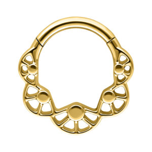 Clicker de Septum dorado con diseño de burbuja sobre fondo blanco
