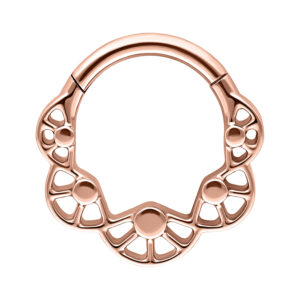 Clicker de Roségold Bubble Plate con recortes decorativos.