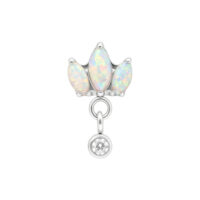 Lotus de Opal con pequeño colgante de diamante, color plateado